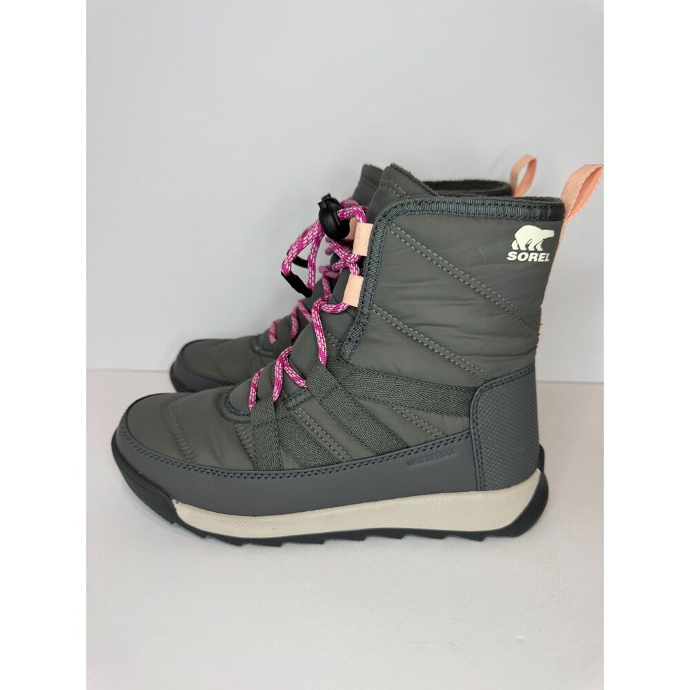 Sorel Whitney II Boots Youth 3 Womens 5 Waterproof Winter Snow Gray Pink